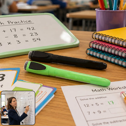 Wukusy mix color dry erase whiteboard marker with eraser cap, suitable for office and school use, shown with colorful marker tips