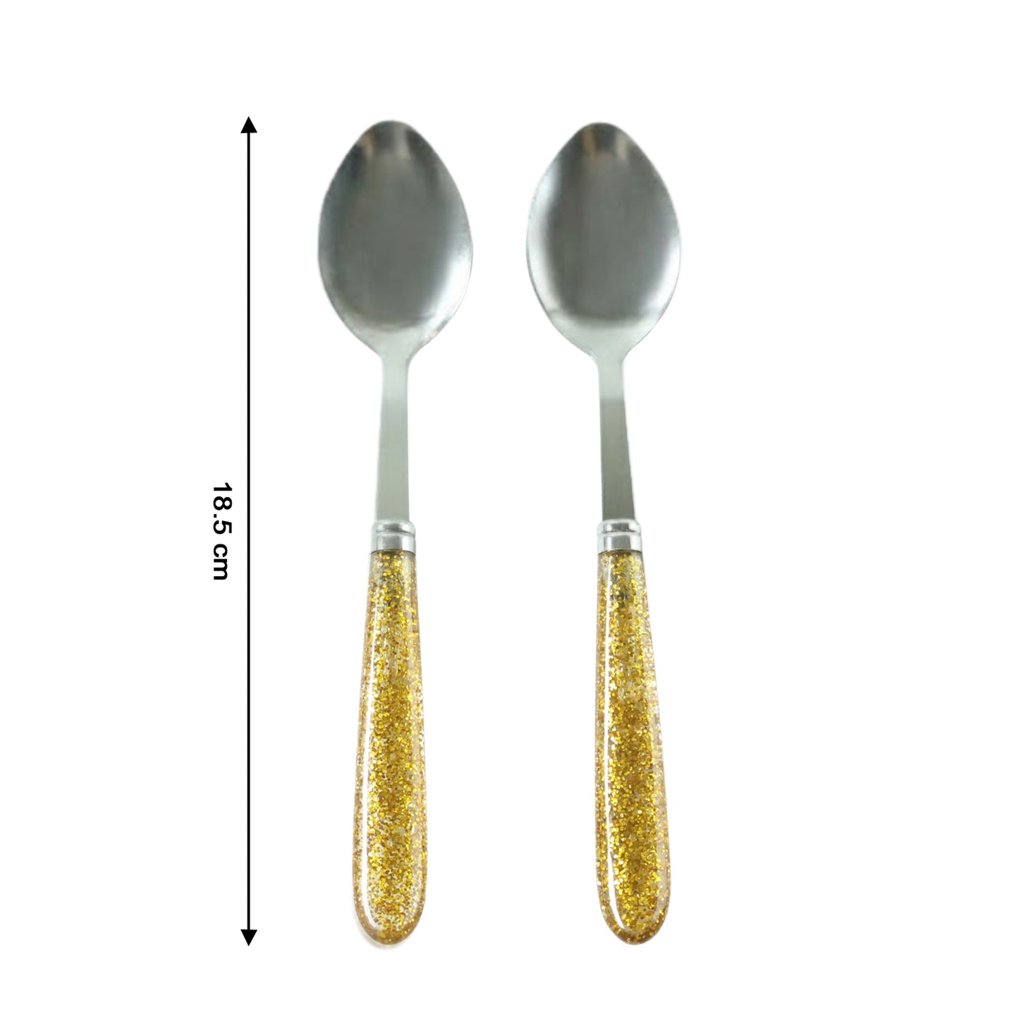 Pair of Wukusy premium stainless steel dining spoons, showing polished finish and ergonomic handles in a set of two.