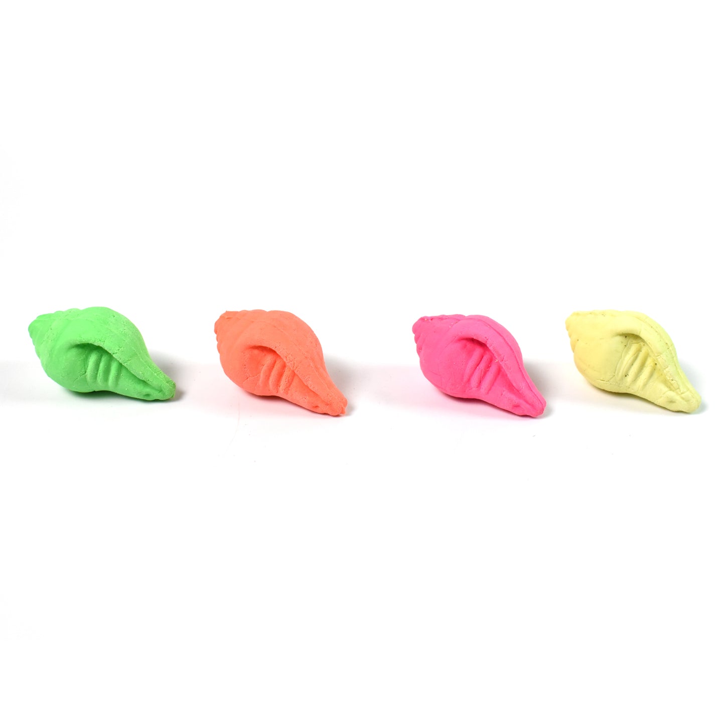 Wukusy shankh shape eraser rubber in mixed colors, designed for office use, featuring a unique shell-inspired form.