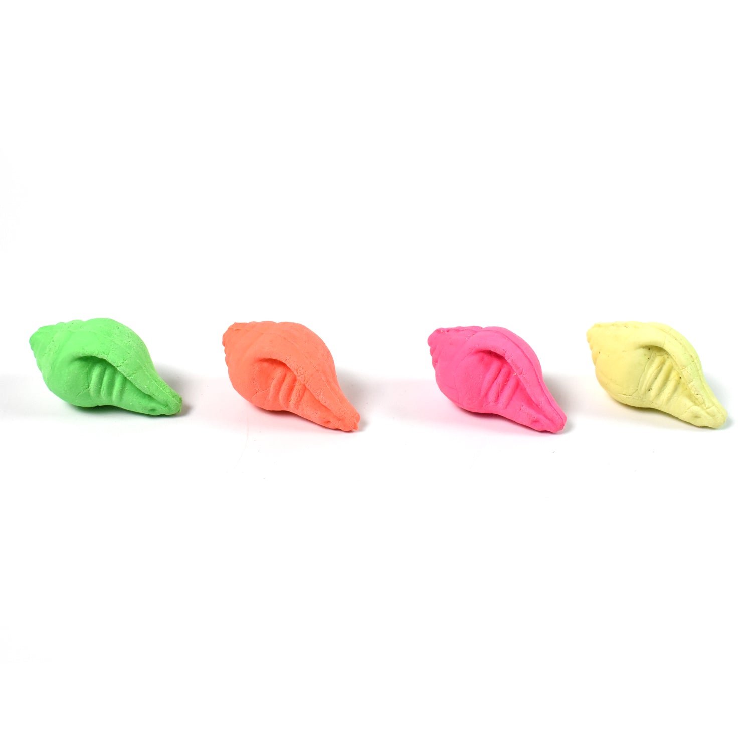 Wukusy shankh shape eraser rubber in mixed colors, designed for office use, featuring a unique shell-inspired form.