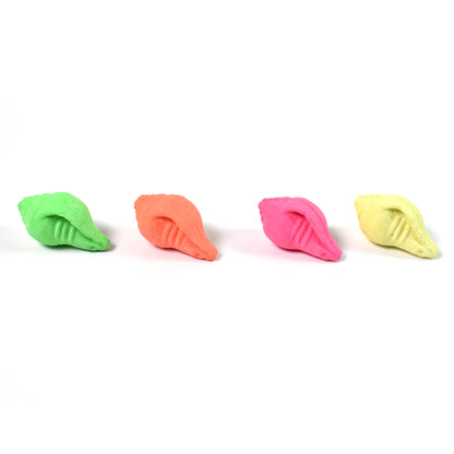 Wukusy shankh shape eraser rubber in mixed colors, designed for office use, featuring a unique shell-inspired form.