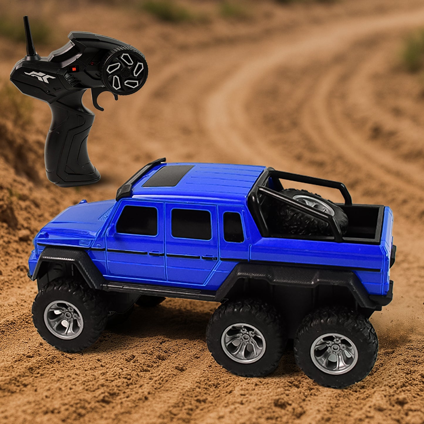 Wukusy 6-wheel drive remote control off-road car toy for kids, showcasing the rugged toy vehicle with large wheels and vibrant colors.