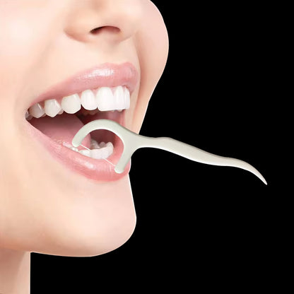 Wukusy 2-in-1 toothpick floss sticks set with 50 portable dental picks and floss for oral hygiene and fresh breath.