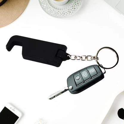 Set of 5 multicolor Wukusy 2-in-1 plastic keychains with phone stands, office accessories for holding and organizing phones.