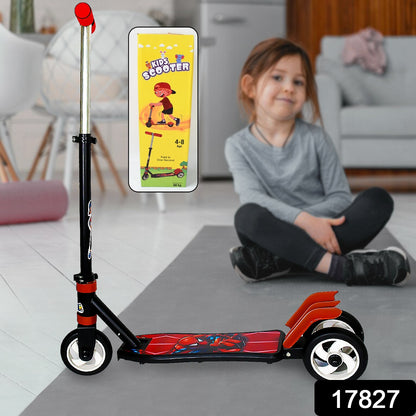 Wukusy foldable kids ride-on leg push scooter with three wheels, multicolor, adjustable height for boys and girls aged 4-8.