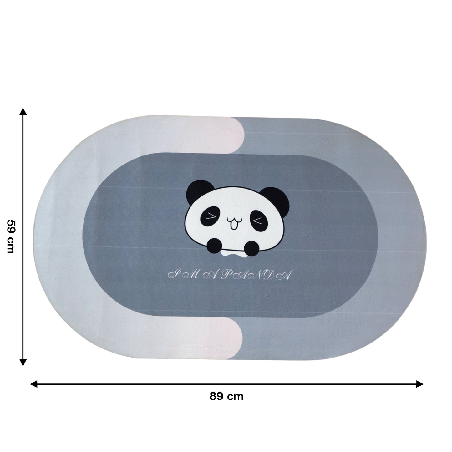 Wukusy anti-slip cartoon panda printed bathroom floor mat, 89x59 cm, with colorful panda design and textured surface for safety.