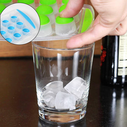 Wukusy 5353 smart push pop out round silicone ice cube tray with flexible bottom, ideal for making round ice cubes and chocolate molds.