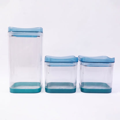 Set of four Wukusy Squarion airtight plastic storage containers for kitchen and grocery organization.