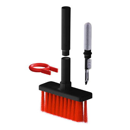 Wukusy 5-in-1 computer cleaning brush with soft dust cleaner, corner gap duster, keycap puller, and remover for gamers and PC cleaning.