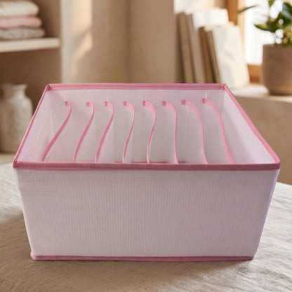 Wukusy 9-section foldable clothes organizer for wardrobe drawer storage, suitable for jeans and folded clothing.