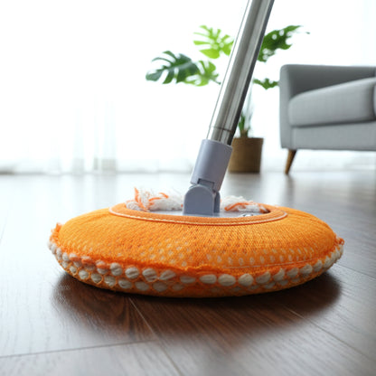 Wukusy multipurpose spin mop with white handle and bucket, ideal for cleaning floors and surfaces in a home or office setting.
