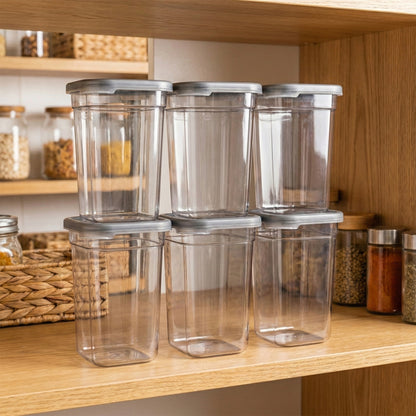 Set of six Wukusy plastic kitchen storage containers for fridge, 1200 ml capacity, versatile multipurpose fridge storage.