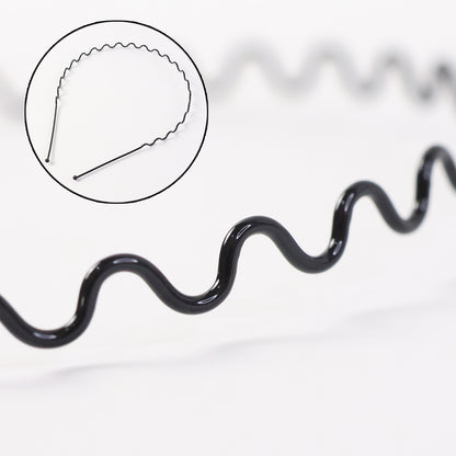 Set of 12 Wukusy premium metal wave hair bands for men and women, shown in various styles on a plain background.