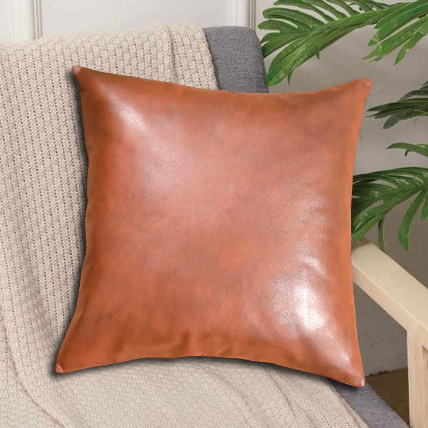 Soft Wukusy decorative pillow cover for couch and bed, 38-40cm, adds farmhouse style to living room or bedroom decor.