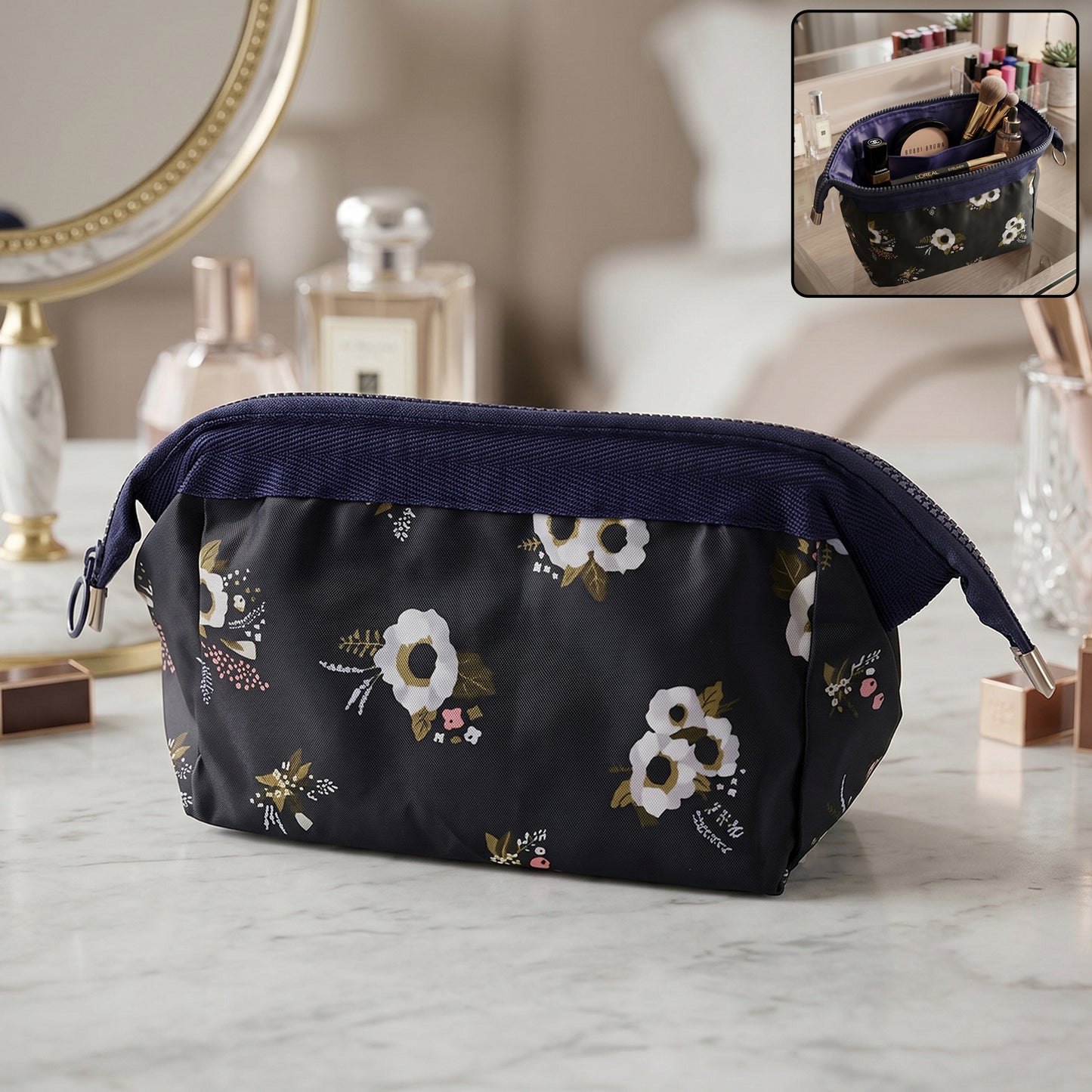 Wukusy stylish multipurpose cosmetic storage pouch bag, 18x12 cm, with a compact design and zipper closure for organizing beauty essentials.