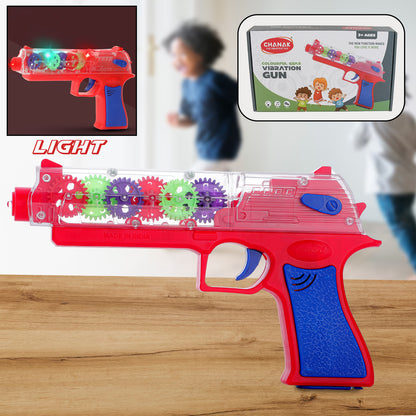 Wukusy 1941 plastic gear simulation toy gun for kids with flashing lights, music, and rotating gear mechanism, suitable for ages 3+