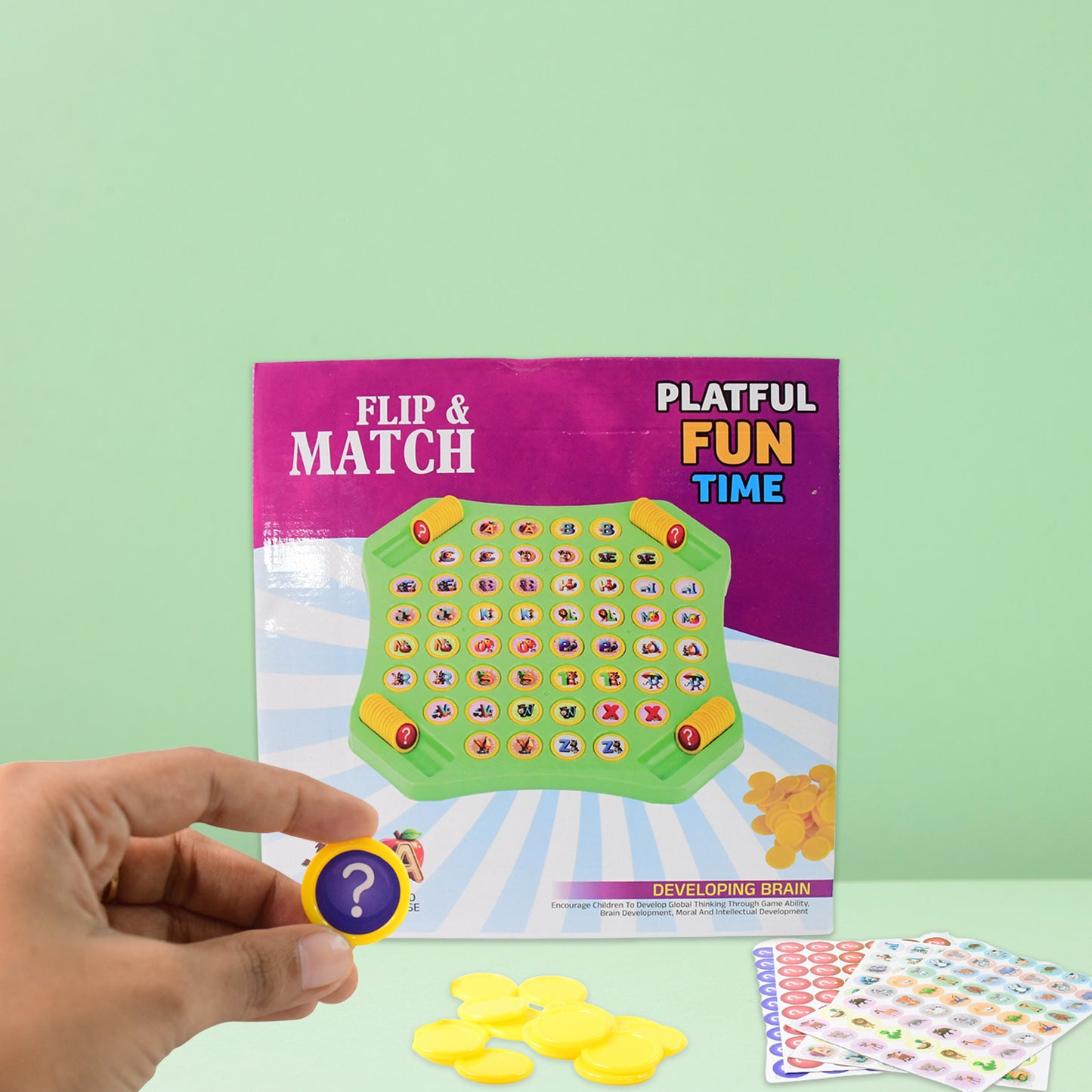 Wukusy Flip Match educational puzzle toy set with colorful matching cards for kids learning and play.