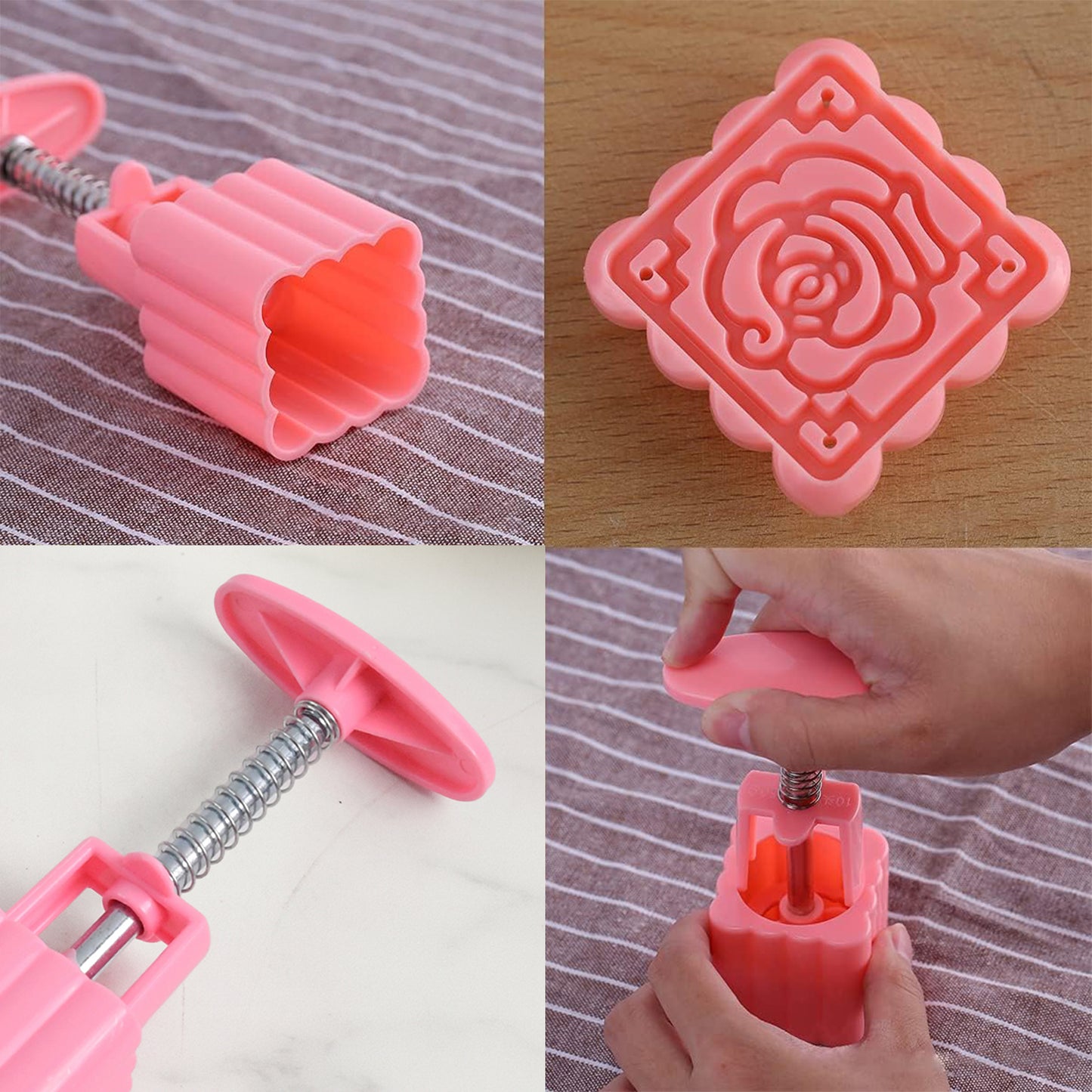 Wukusy multipurpose cookie biscuit stamp mold set with press handle, featuring various shapes for home baking projects.