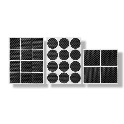 Set of 28 Wukusy rubber furniture pads with self-sticking non-slip design for noise reduction and floor protection.