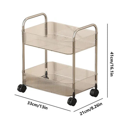 Wukusy 2-layer multipurpose storage trolley with wheels, featuring sturdy shelves and mobile design for versatile organization.