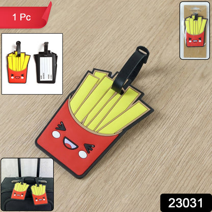 Wukusy cute French fries design travel luggage bag tag with colorful, playful French fries illustration for identification.