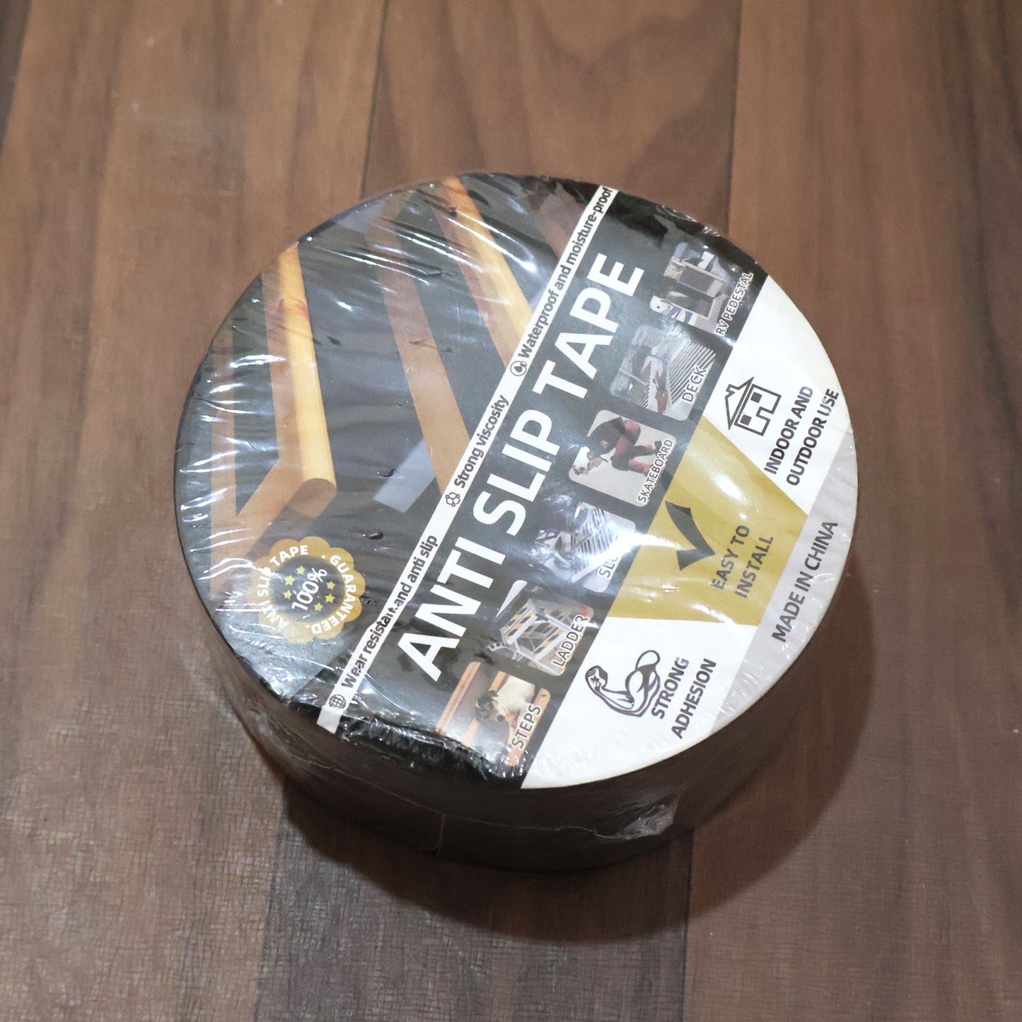 Wukusy heavy-duty anti-slip safety grip tape roll, 5 cm x 5 m, showing textured surface for improved grip on stairs and floors.