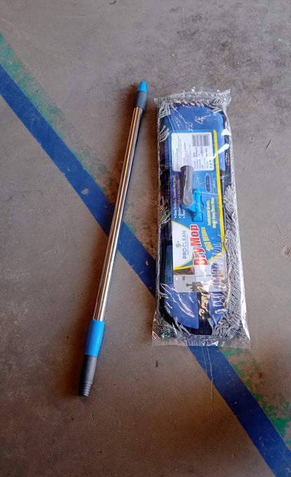 Wukusy wet and dry cotton pad floor mop with long aluminum handle for office cleaning, large size, ready for use.