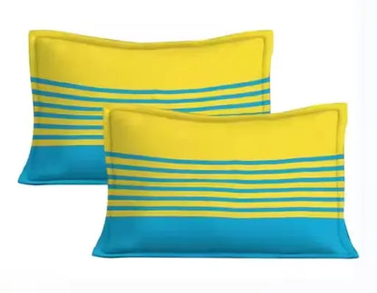 Ekom super soft pure cotton fitted double bedsheet with two pillow covers, 100x90 inches, showing smooth fabric and matching pillowcases.