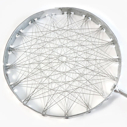 Wukusy stainless steel wire skimmer with wooden handle for cooking and straining in the kitchen.