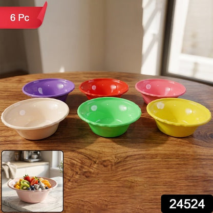 Plastic Serving Bowl Set Multicolour Unbreakable Kitchen Bowls (6 Pc Set)