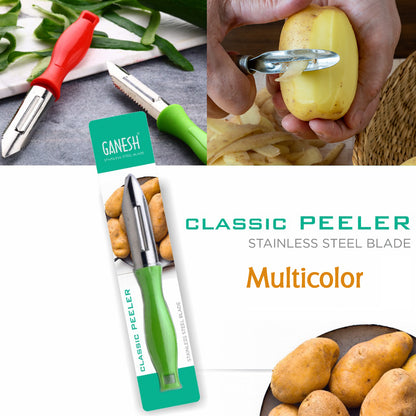 Wukusy Ganesh stainless steel classic peeler for kitchen use, with ergonomic handle and sharp blade for peeling fruits and vegetables.