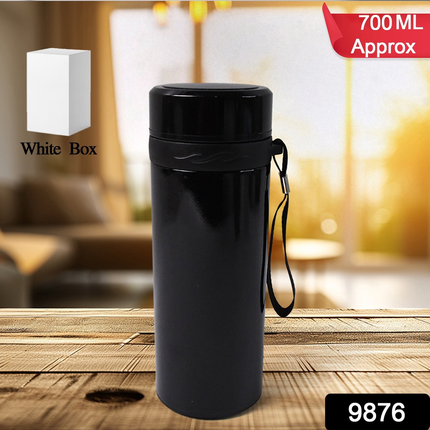 Stainless steel Wukusy vacuum thermos flask bottle, 700ml capacity, with sleek design and secure lid for hot or cold beverages.