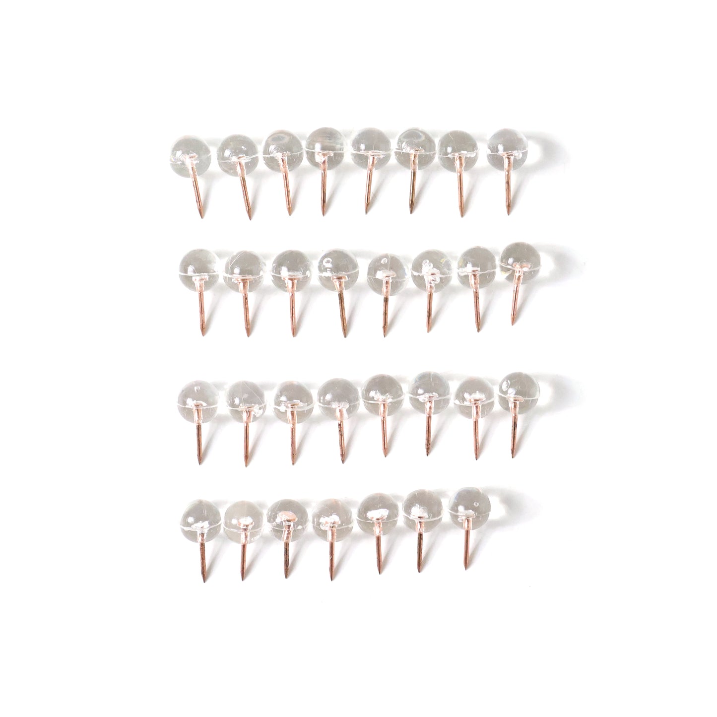 Set of 30 transparent crystal head push pins for notice boards, featuring clear, durable plastic heads from Wukusy.