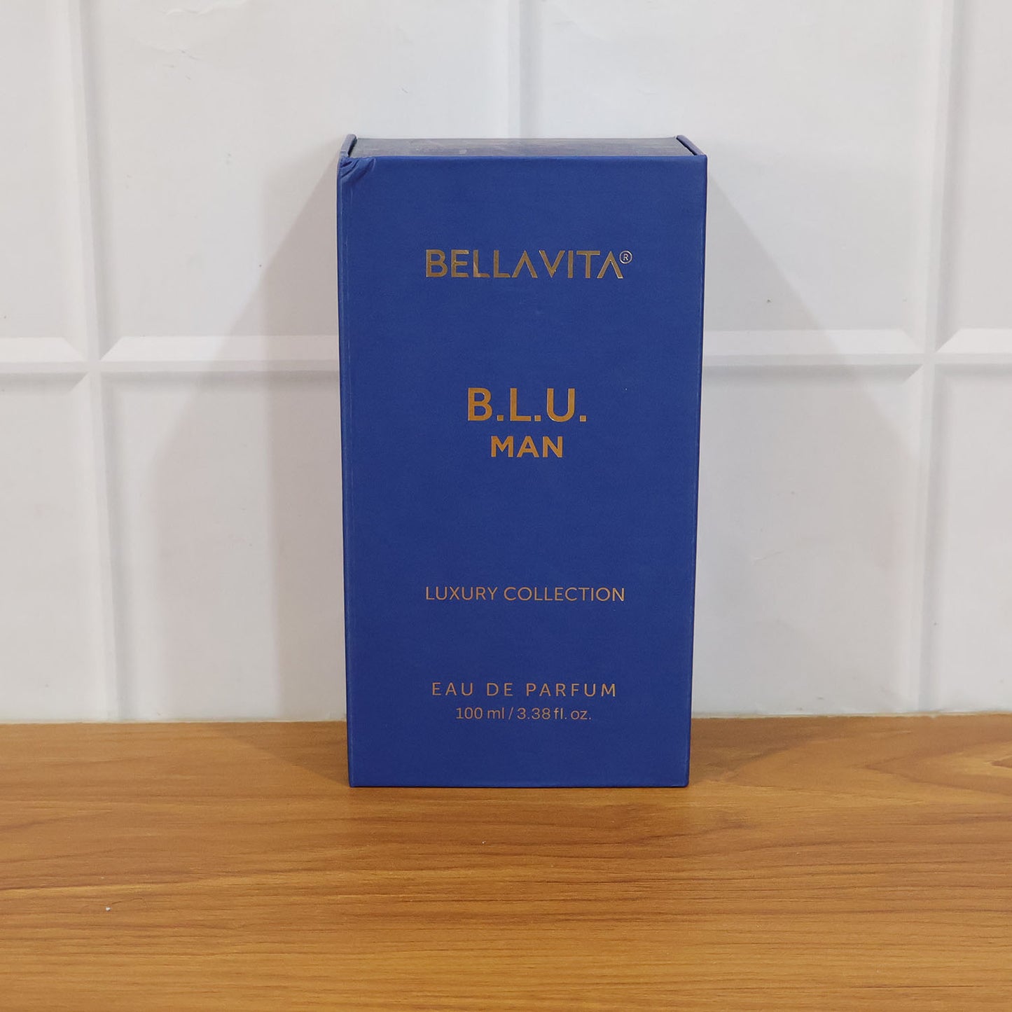 Bellavita Premium B.l.u. Man Eau De Perfume by Wukusy, 100ml bottle with sleek packaging and elegant design.