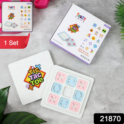 Wukusy Tic Tac Toe classic strategy board game set for kids with a grid and game pieces on a wooden surface.