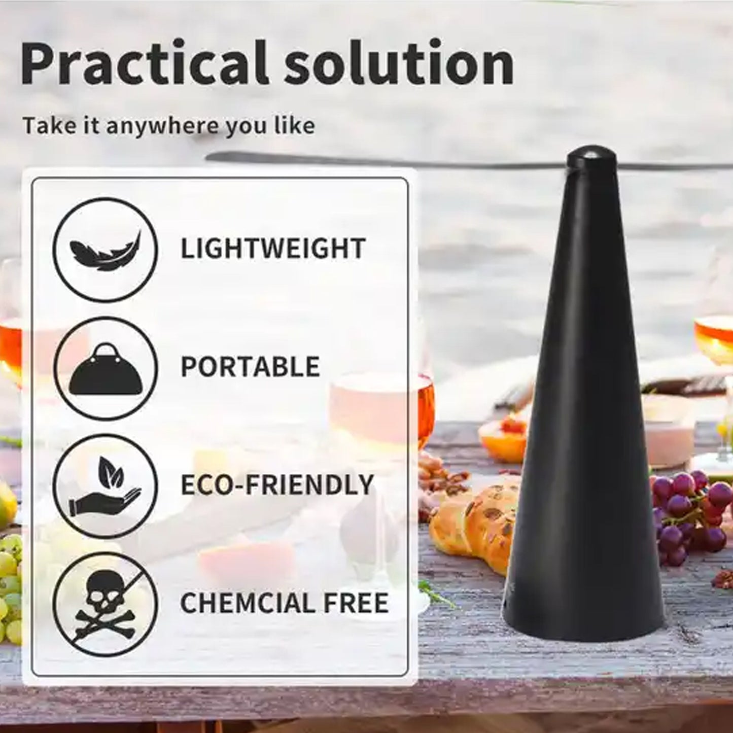 Wukusy 8416 Fly Protection Fan, portable table top insect fan with battery and USB, black, for indoor and outdoor fly repellent use