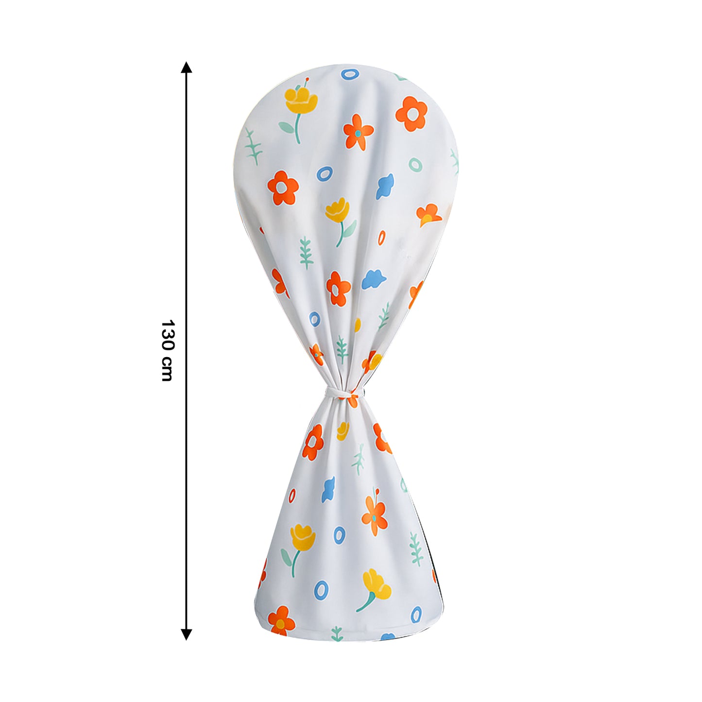 Flower-printed fan cover by Wukusy, 130x26 cm, showcasing a vibrant floral design on a protective fabric cover.