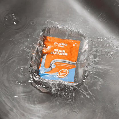 Wukusy Pollic Kadam powerful drain cleaner sachet, 50g, for clearing clogged kitchen and bathroom drains.