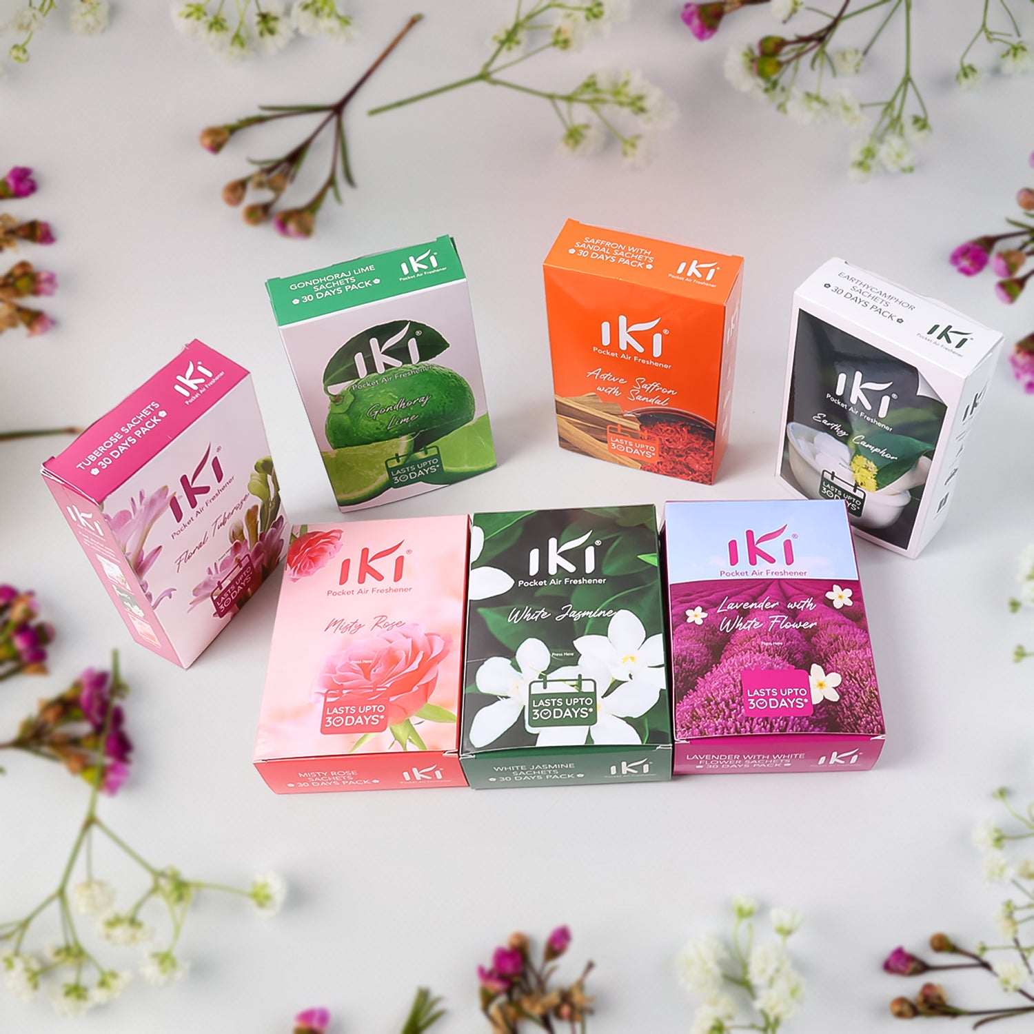 Wukusy Pocket Air Freshener Mix Flevar fragrance pack with 6 small air fresheners inside, compact and scented for freshness.
