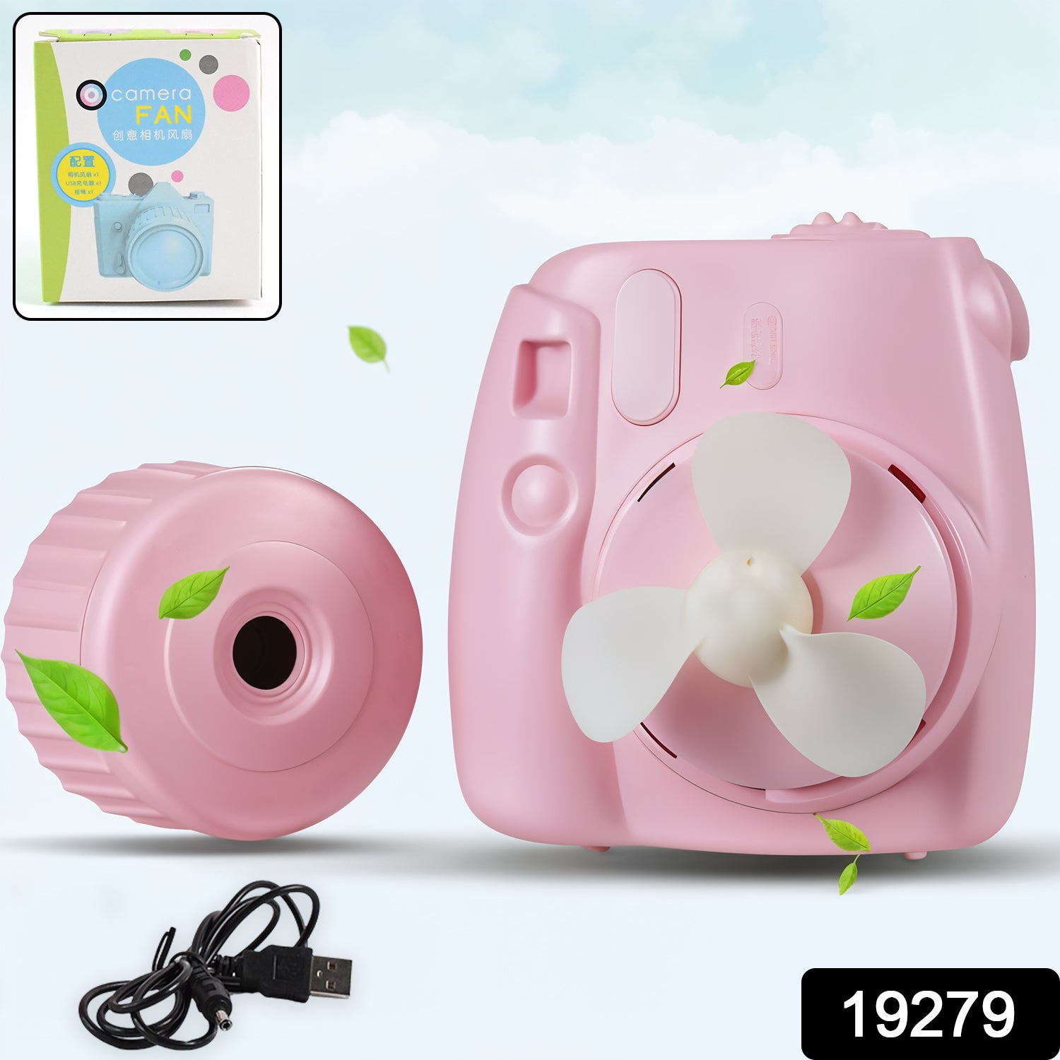 Wukusy USB mini camera-shaped fan for office use, compact device with a camera lens design, ideal for personal desktop cooling