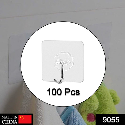 Wukusy 9055 100-piece stainless steel small wall hooks for home improvement, strong adhesive, versatile for hanging items.