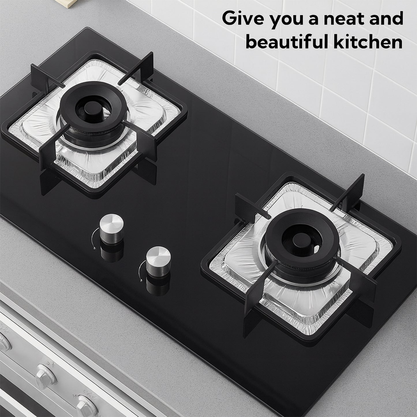 Set of 10 Wukusy aluminum gas stove burner protector covers, 23x23 cm, for kitchen stove protection and easy cleaning.