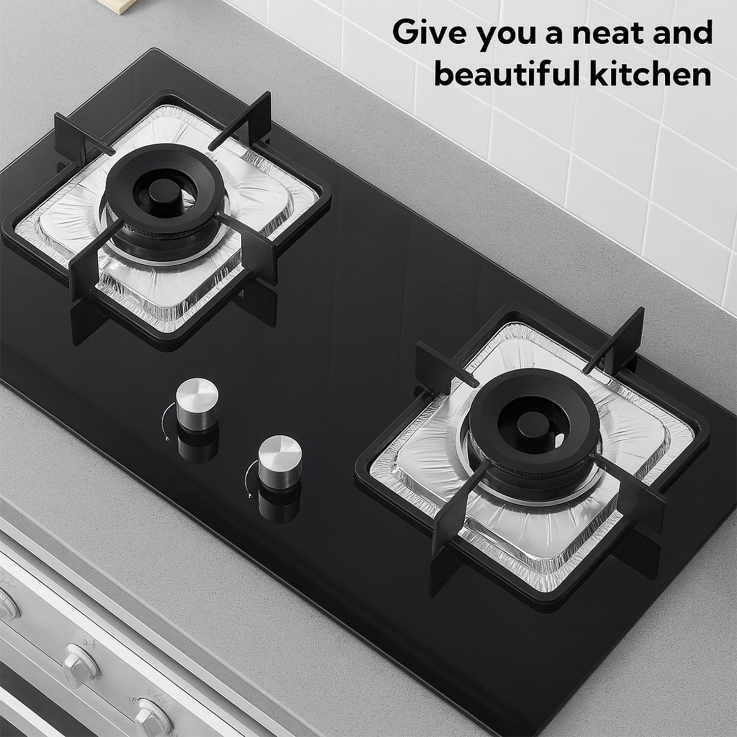 Set of 10 Wukusy aluminum gas stove burner protector covers, 23x23 cm, for kitchen stove protection and easy cleaning.
