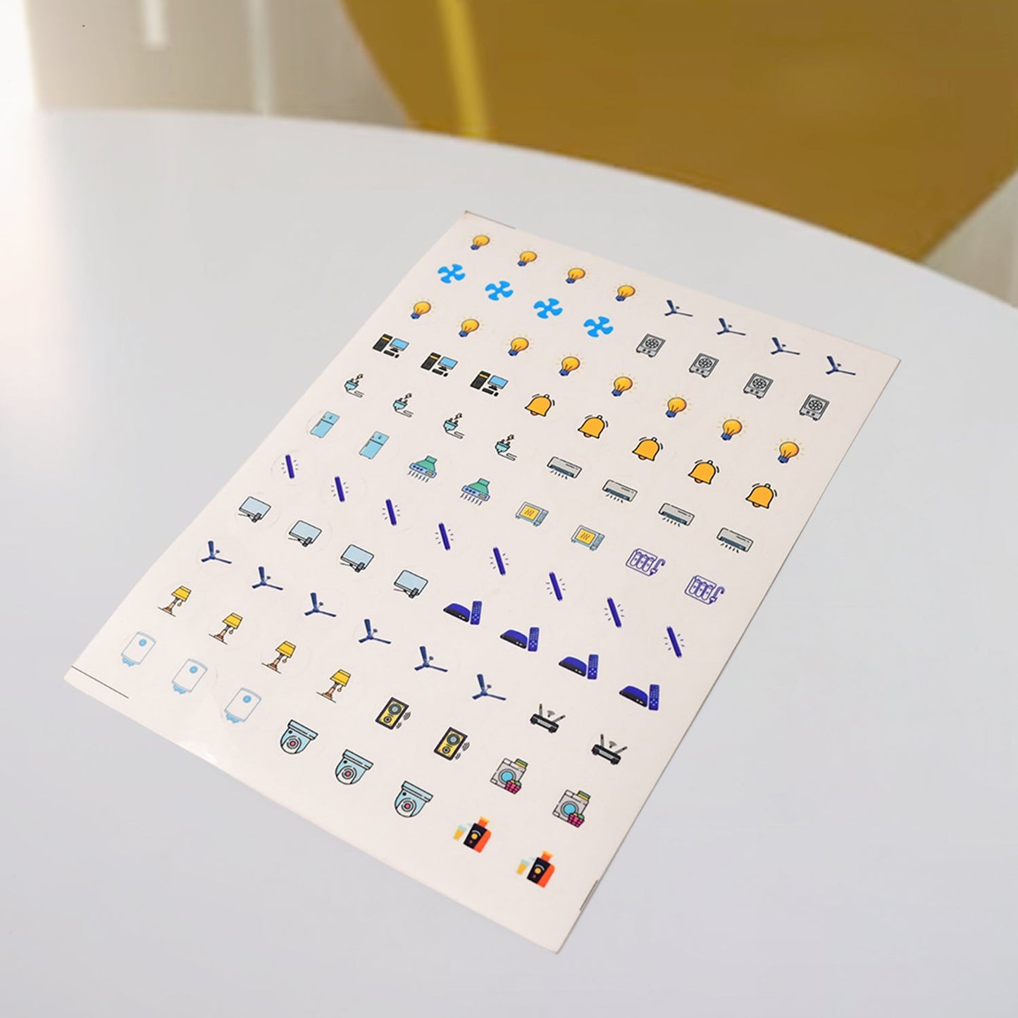 Set of 10 Wukusy smart switch icon sticker sheets for home improvement, featuring multiple multi-icon designs on adhesive sheets.