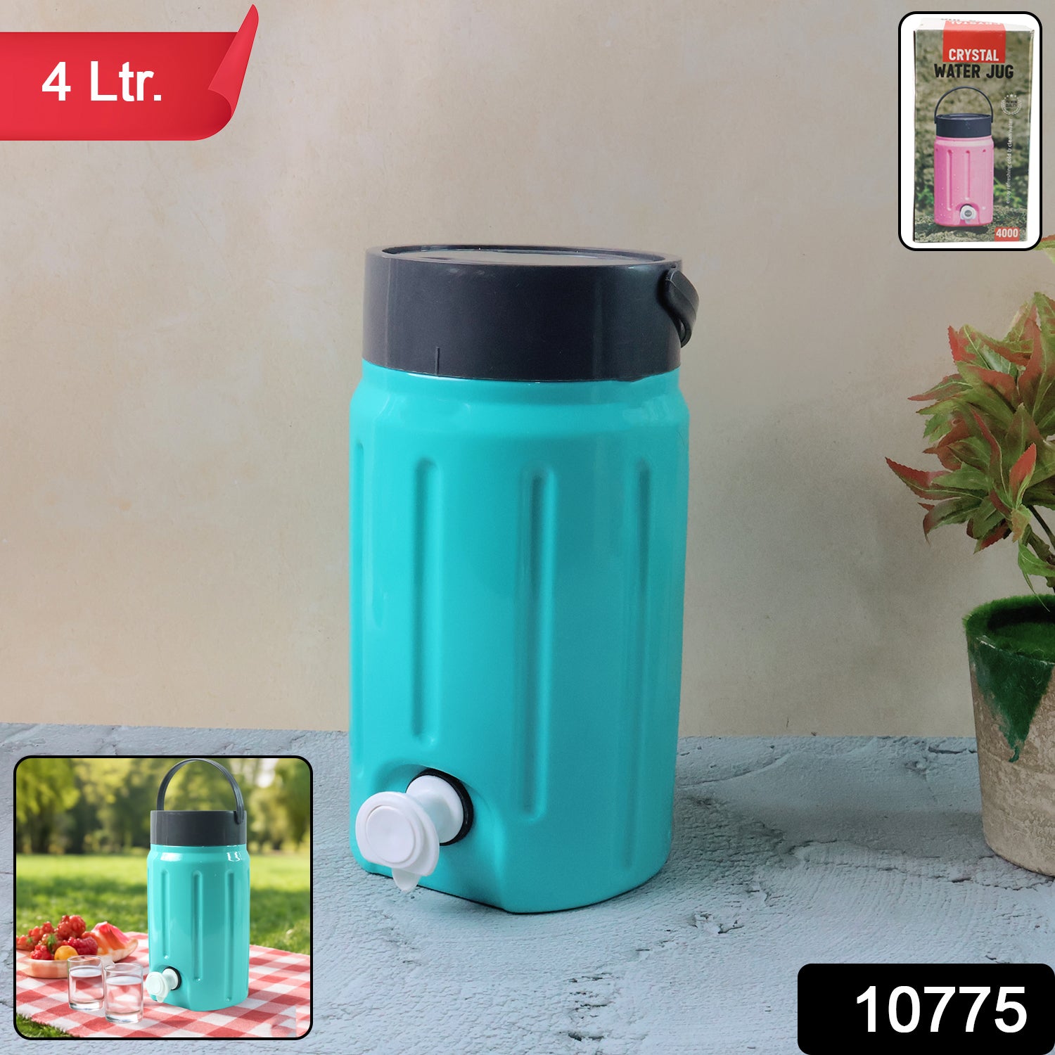 Wukusy 2L crystal water jug for home and kitchen, clear glass with a handle and lid, perfect for serving beverages.