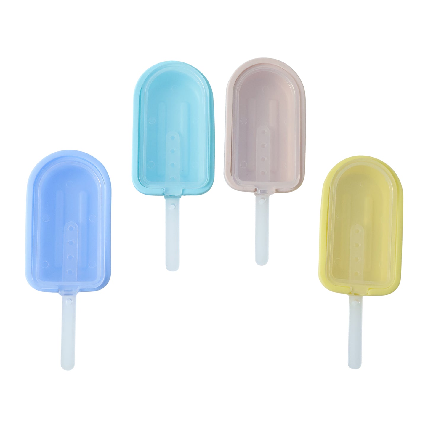 Wukusy premium silicone ice cream popsicle mold set with four colorful reusable molds for homemade frozen treats.