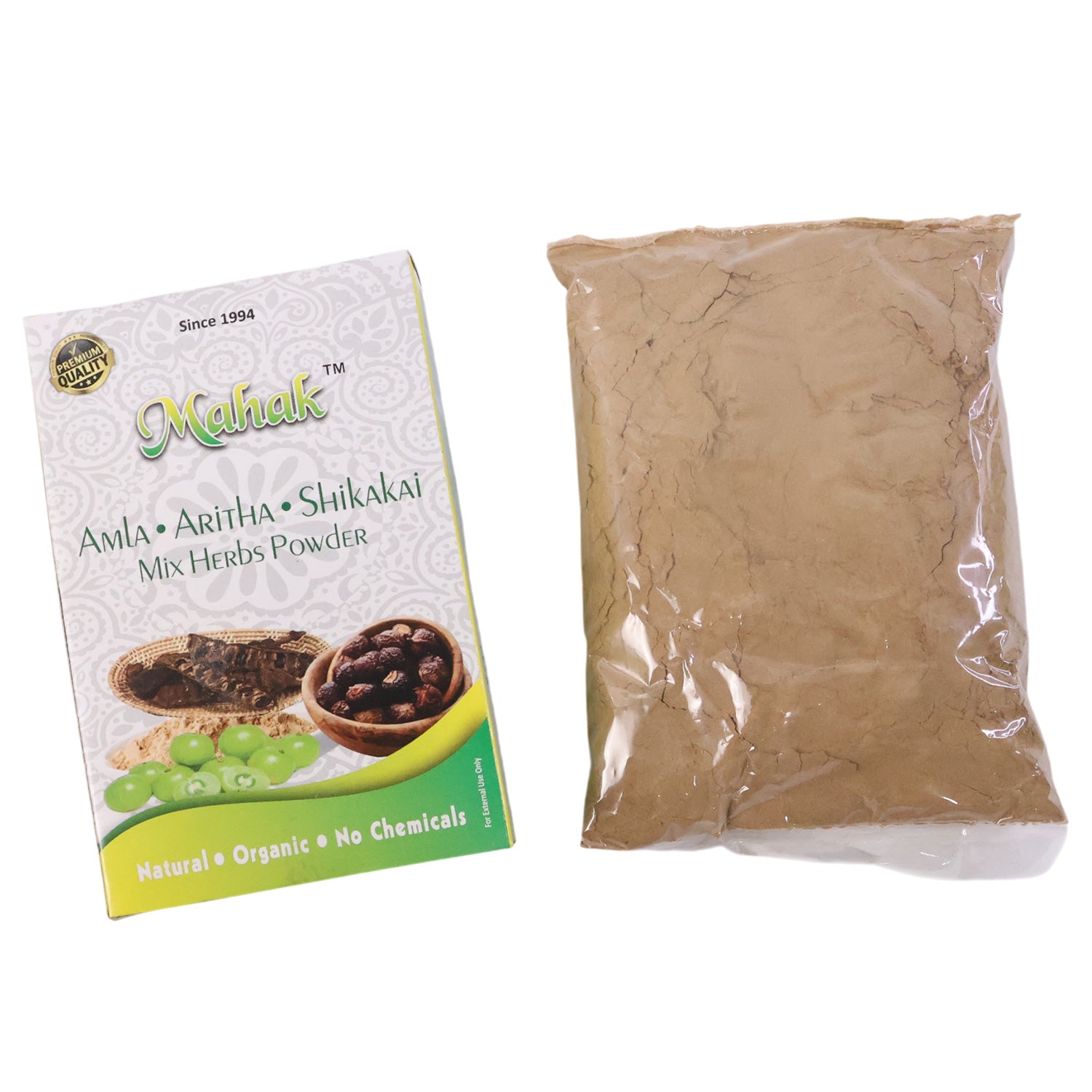 Wukusy Traditional Mixed Herbs Powder in an 80g package, showing a close-up of the vibrant, finely ground herbal blend.