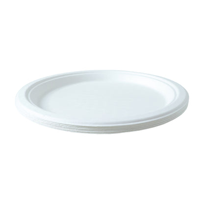Set of 10 Vegnar disposable round food serving plates by Wukusy, lightweight and durable for parties and gatherings.