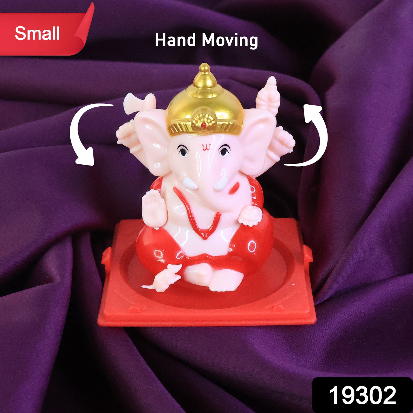 Small Lord Ganesh home decor idol in transparent case, Wukusy brand, ideal for religious or decorative display.