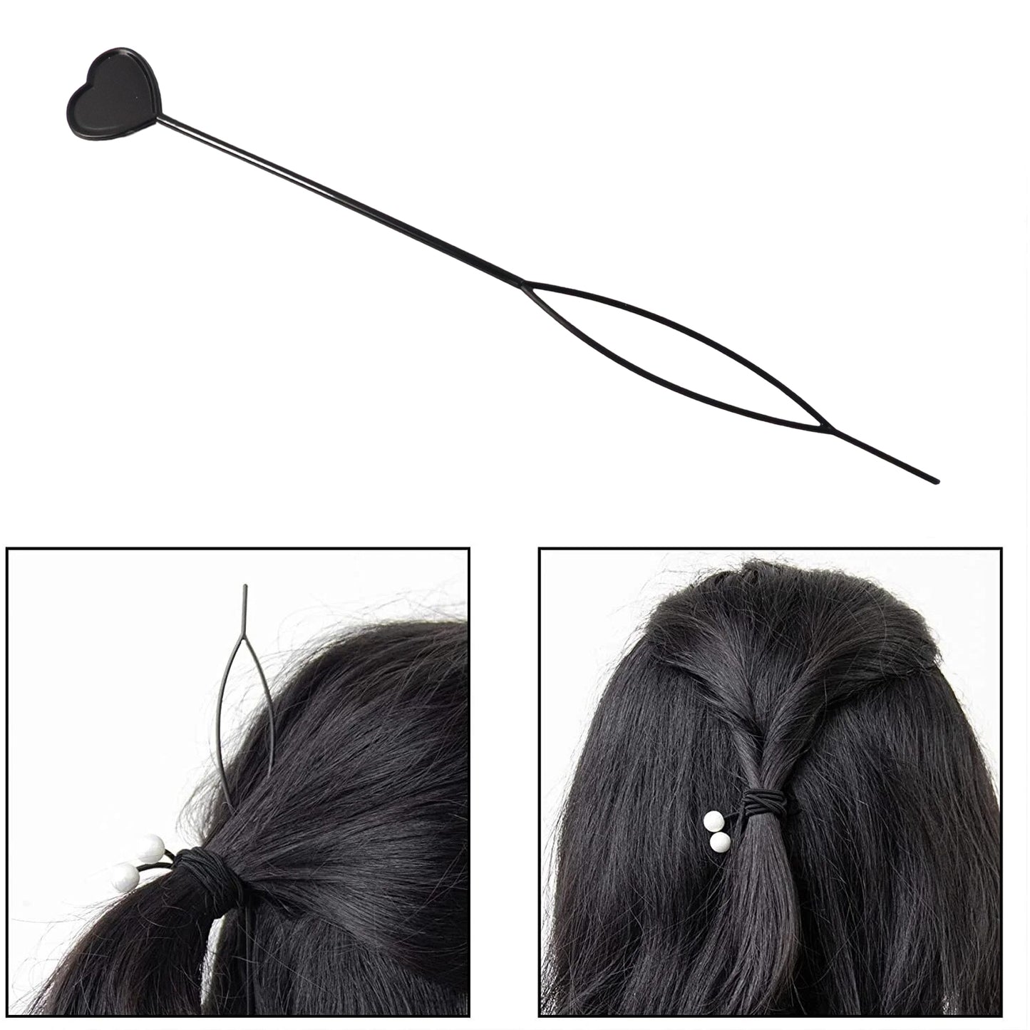 Set of two heart-shaped hairpins by Wukusy, stylish accessories for hair styling and decoration.